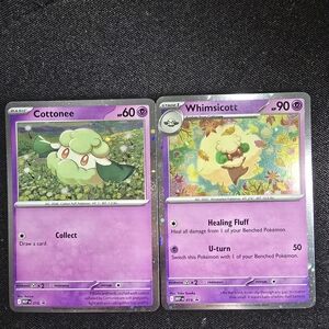 Pokemon Phantasmal Flames Cottonee 018 & Whimsicott 019 Promo Black Star Set